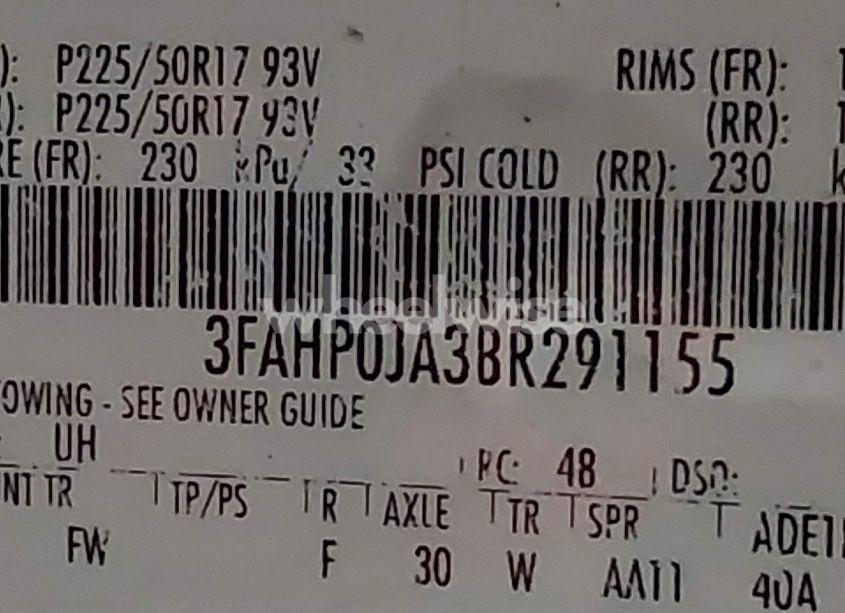 Photo 9 of 2011 Ford Fusion SEL (VIN 3FAHP0JA3BR291155)