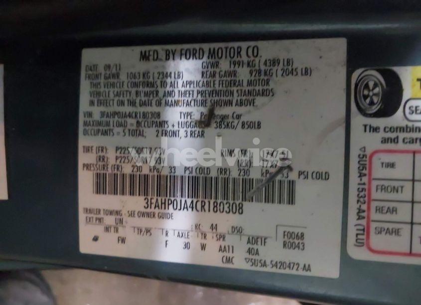 Photo 9 of 2012 Ford Fusion SEL (VIN 3FAHP0JA4CR180308)