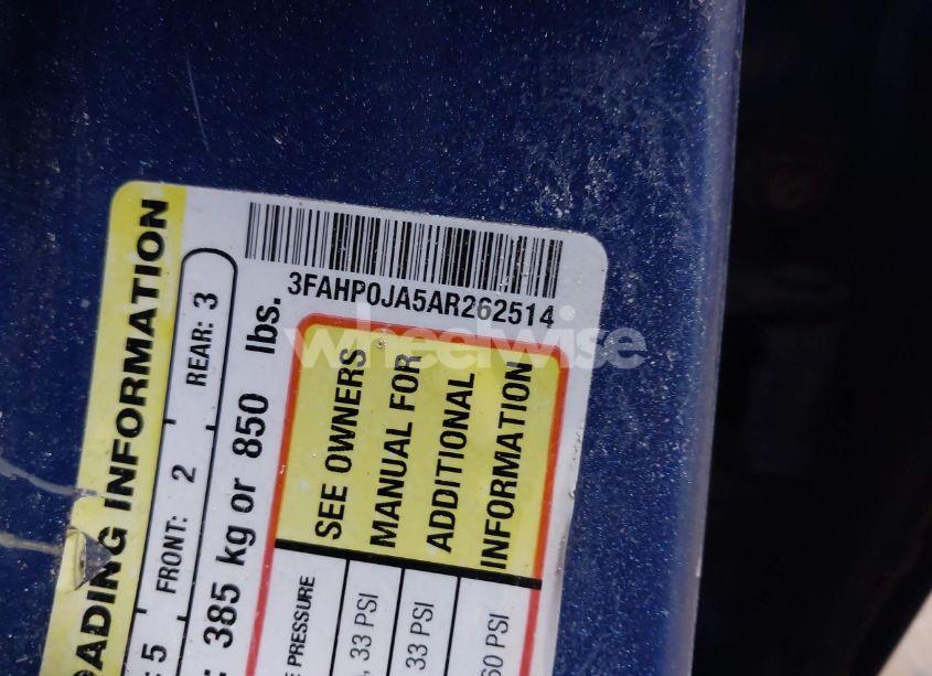 Photo 9 of 2010 Ford Fusion SEL (VIN 3FAHP0JA5AR262514)