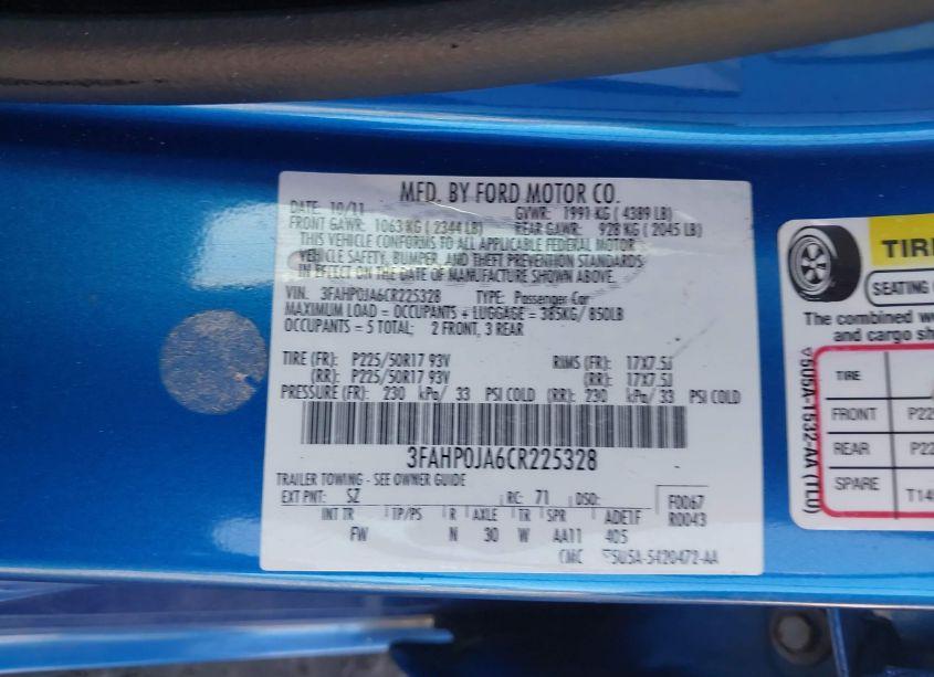 Photo 9 of 2012 Ford Fusion SEL (VIN 3FAHP0JA6CR225328)