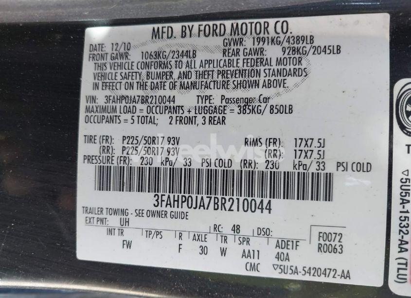 Photo 9 of 2011 Ford Fusion SEL (VIN 3FAHP0JA7BR210044)