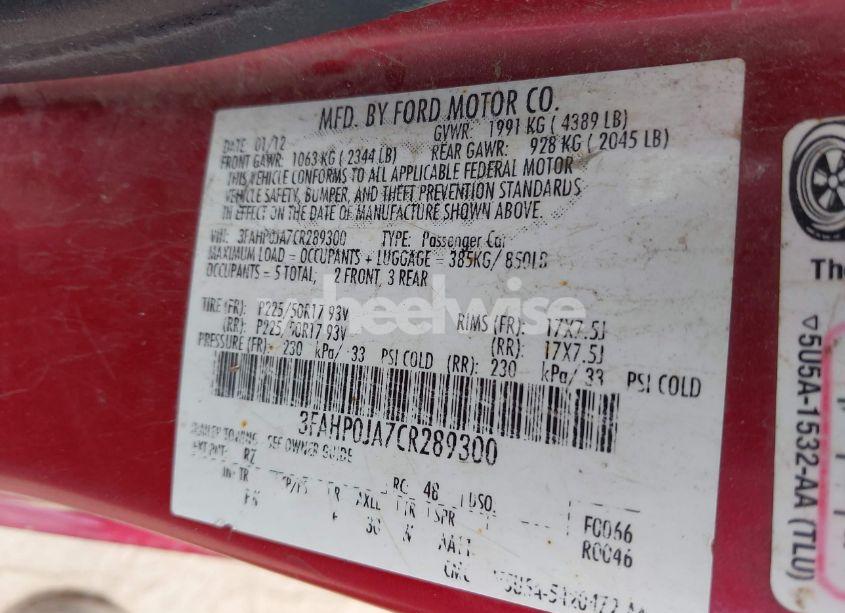 Photo 9 of 2012 Ford Fusion SEL (VIN 3FAHP0JA7CR289300)
