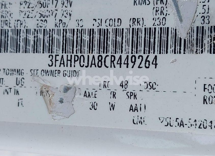 Photo 9 of 2012 Ford Fusion SEL (VIN 3FAHP0JA8CR449264)