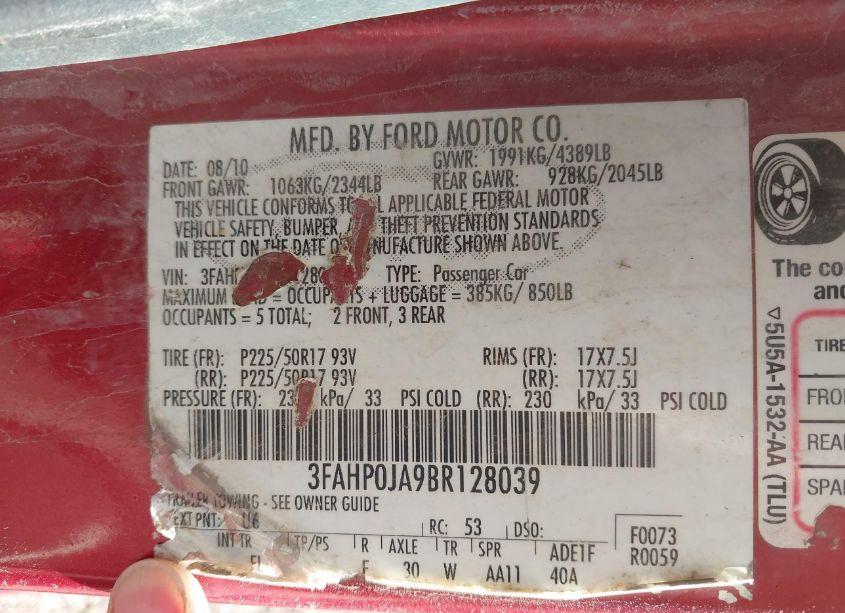 Photo 9 of 2011 Ford Fusion SEL (VIN 3FAHP0JA9BR128039)