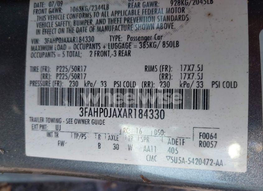 Photo 9 of 2010 Ford Fusion SEL (VIN 3FAHP0JAXAR184330)