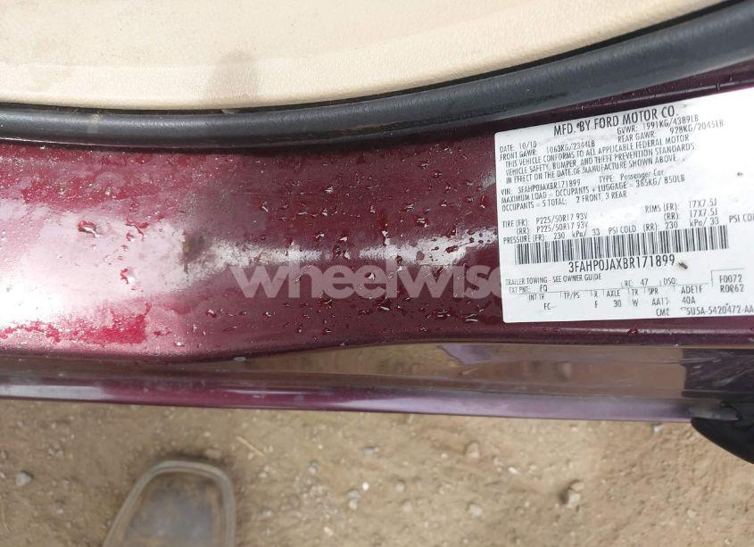 Photo 9 of 2011 Ford Fusion SEL (VIN 3FAHP0JAXBR171899)