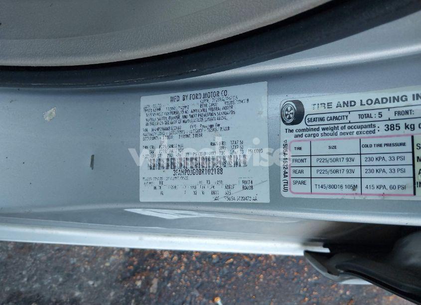 Photo 9 of 2011 Ford Fusion SEL (VIN 3FAHP0JG0BR102188)