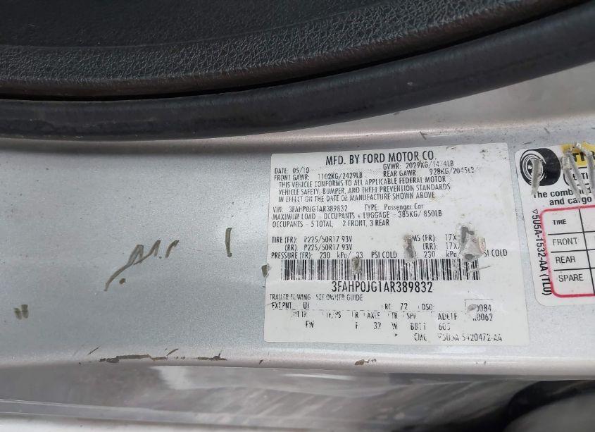 Photo 9 of 2010 Ford Fusion SEL (VIN 3FAHP0JG1AR389832)