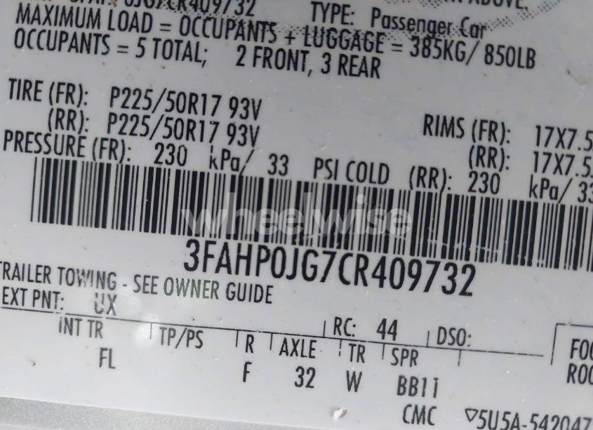 Photo 9 of 2012 Ford Fusion SEL (VIN 3FAHP0JG7CR409732)