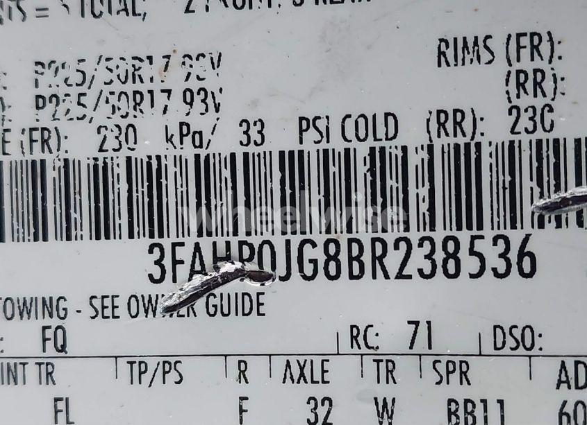 Photo 9 of 2011 Ford Fusion SEL (VIN 3FAHP0JG8BR238536)