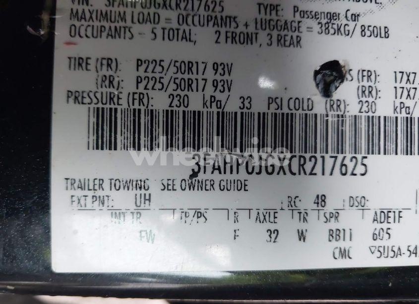 Photo 9 of 2012 Ford Fusion SEL (VIN 3FAHP0JGXCR217625)