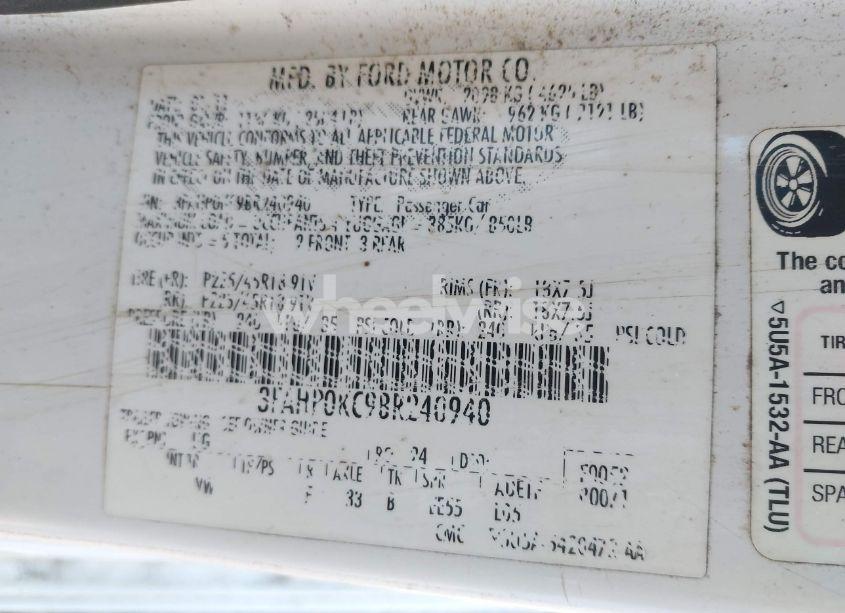 Photo 9 of 2011 Ford Fusion SPORT (VIN 3FAHP0KC9BR240940)