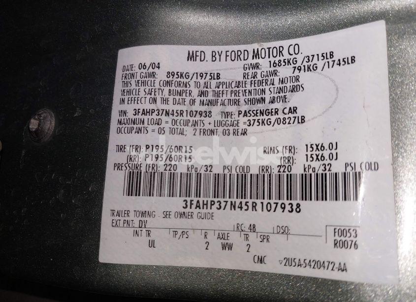 Photo 9 of 2005 Ford Focus ZX5 (VIN 3FAHP37N45R107938)