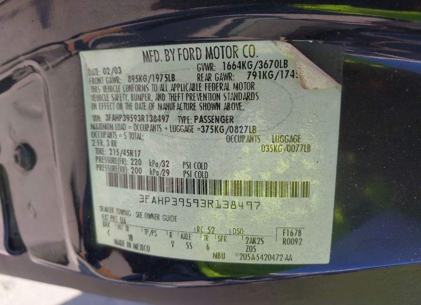 Photo 9 of 2003 Ford Focus SVT (VIN 3FAHP39593R138497)