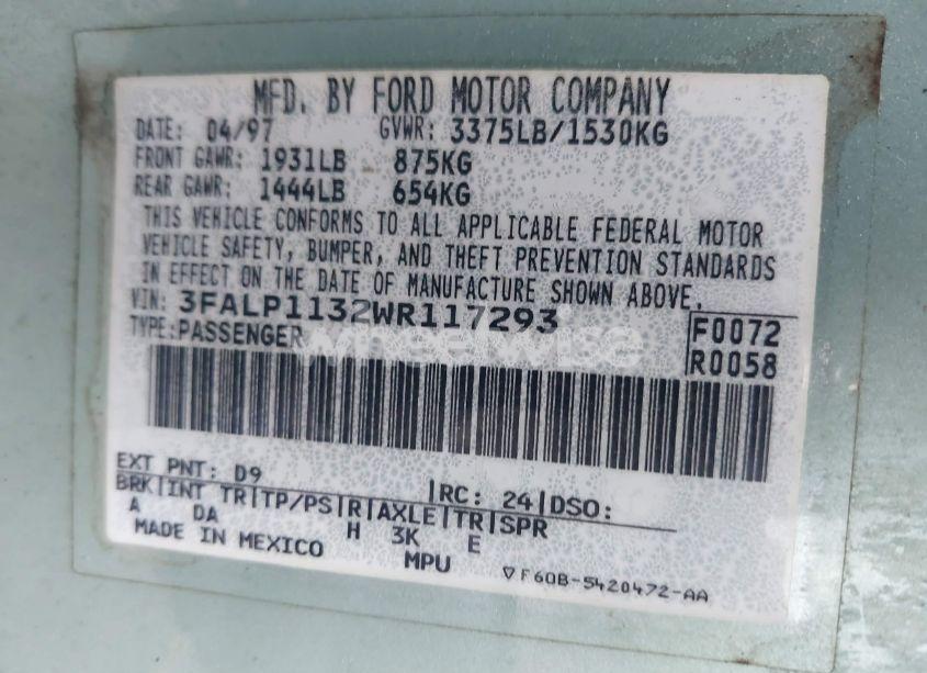 Photo 9 of 1998 Ford Escort ZX2 COOL/ZX2 HOT (VIN 3FALP1132WR117293)