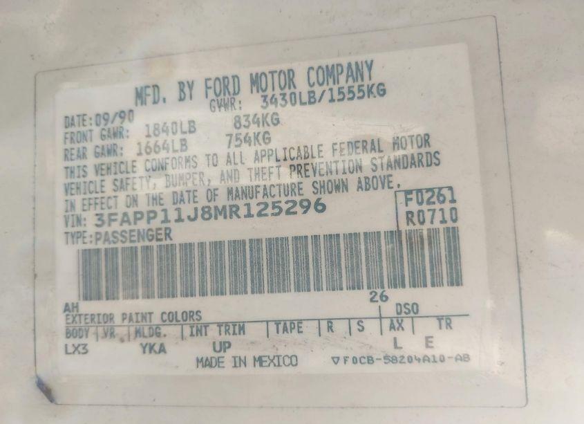 Photo 9 of 1991 Ford Escort LX (VIN 3FAPP11J8MR125296)