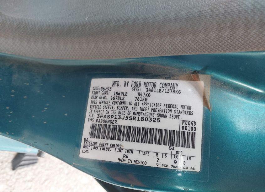 Photo 9 of 1995 Ford Escort LX/SPORT (VIN 3FASP13J5SR180325)