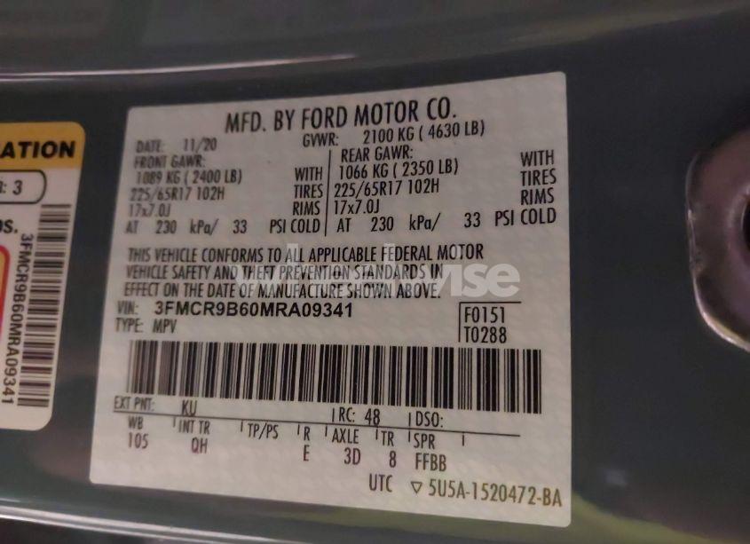 Photo 9 of 2021 Ford Bronco SPORT BIG BEND (VIN 3FMCR9B60MRA09341)