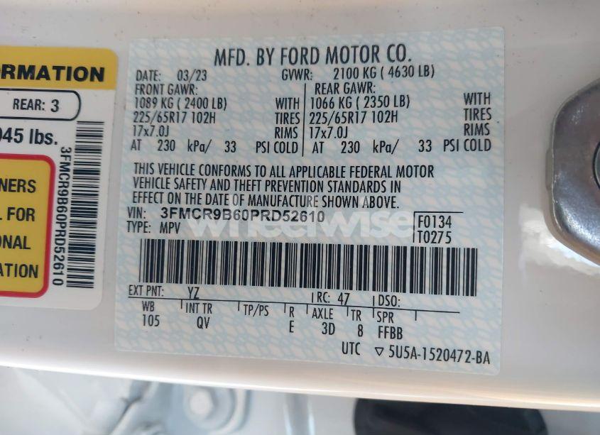 Photo 9 of 2023 Ford Bronco SPORT BIG BEND (VIN 3FMCR9B60PRD52610)