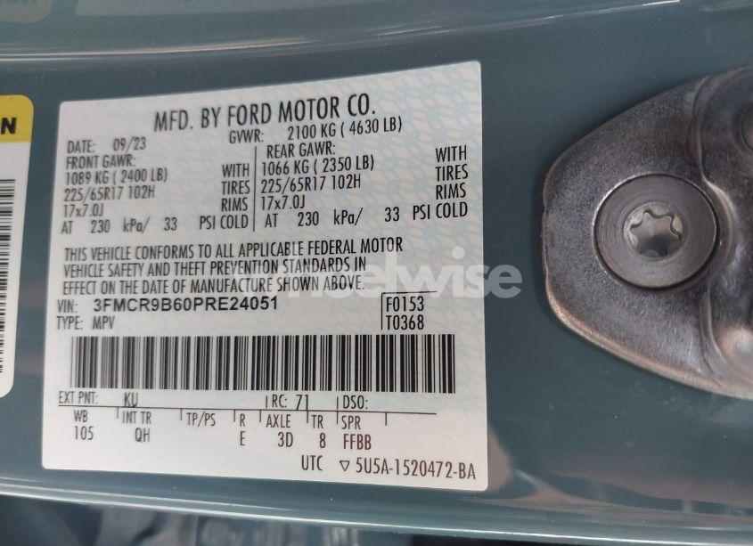 Photo 9 of 2023 Ford Bronco SPORT BIG BEND (VIN 3FMCR9B60PRE24051)