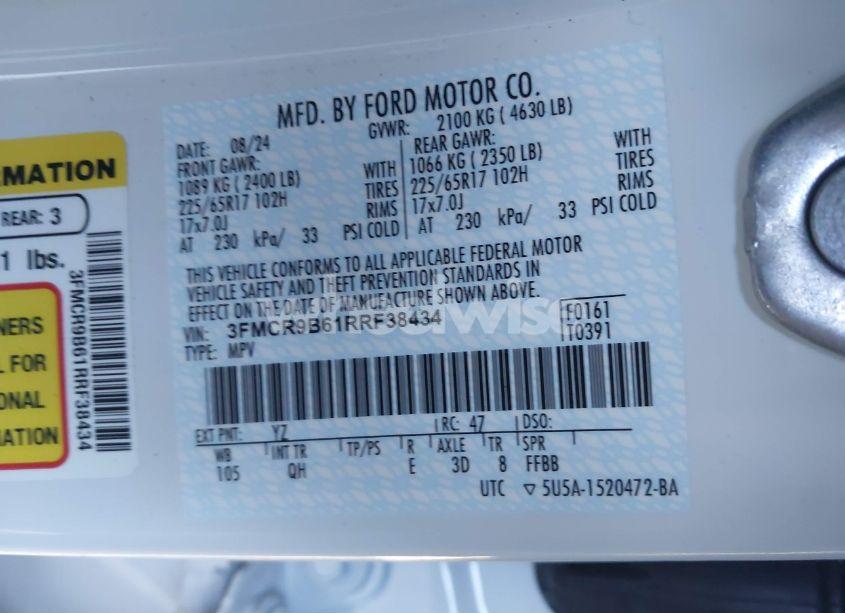 Photo 9 of 2024 Ford Bronco SPORT BIG BEND (VIN 3FMCR9B61RRF38434)