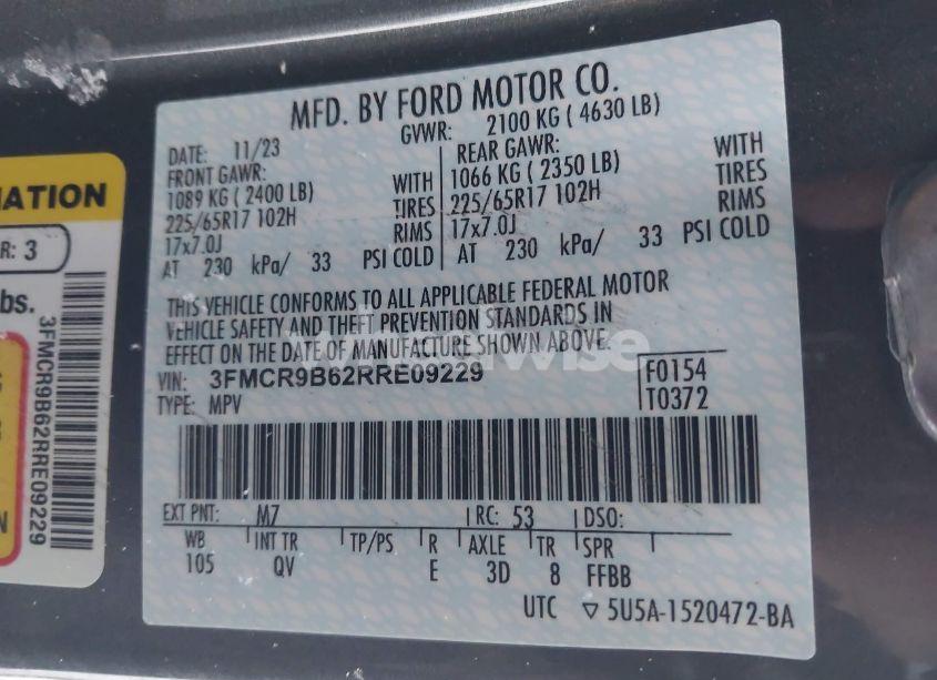 Photo 9 of 2024 Ford Bronco SPORT BIG BEND (VIN 3FMCR9B62RRE09229)