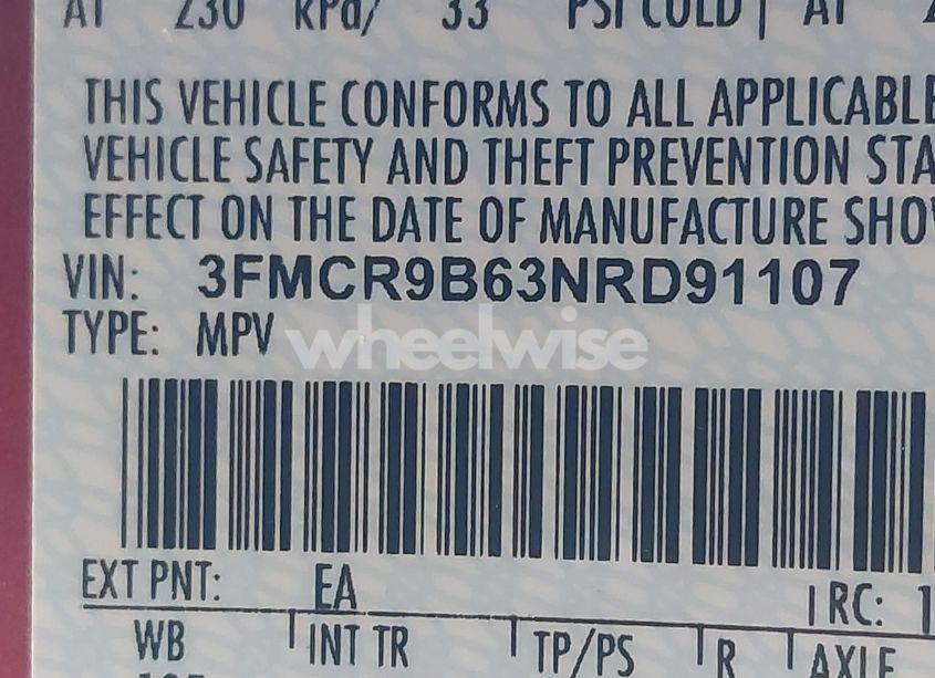 Photo 9 of 2022 Ford Bronco SPORT BIG BEND (VIN 3FMCR9B63NRD91107)