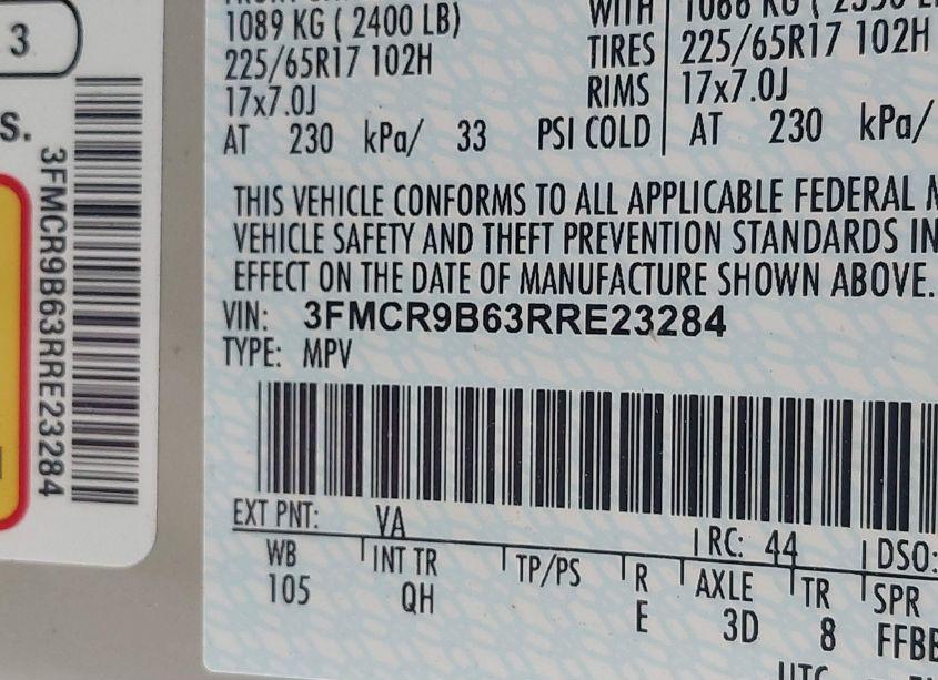 Photo 9 of 2024 Ford Bronco SPORT BIG BEND (VIN 3FMCR9B63RRE23284)