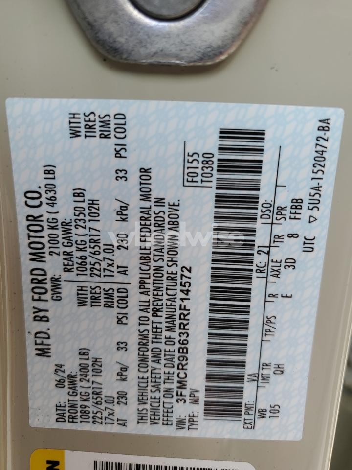 Photo 13 of 2024 FORD BRONCO SPORT BIG BEND (VIN 3FMCR9B63RRF14572)