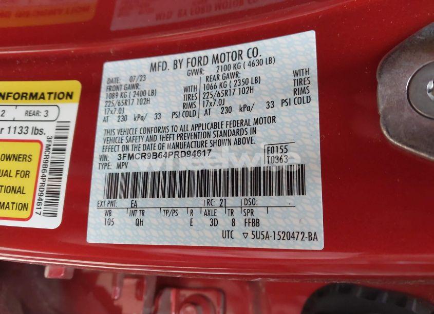 Photo 9 of 2023 Ford Bronco SPORT BIG BEND (VIN 3FMCR9B64PRD94617)