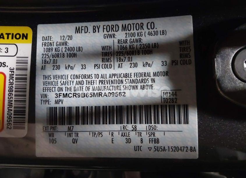 Photo 9 of 2021 Ford Bronco SPORT BIG BEND (VIN 3FMCR9B65MRA09562)