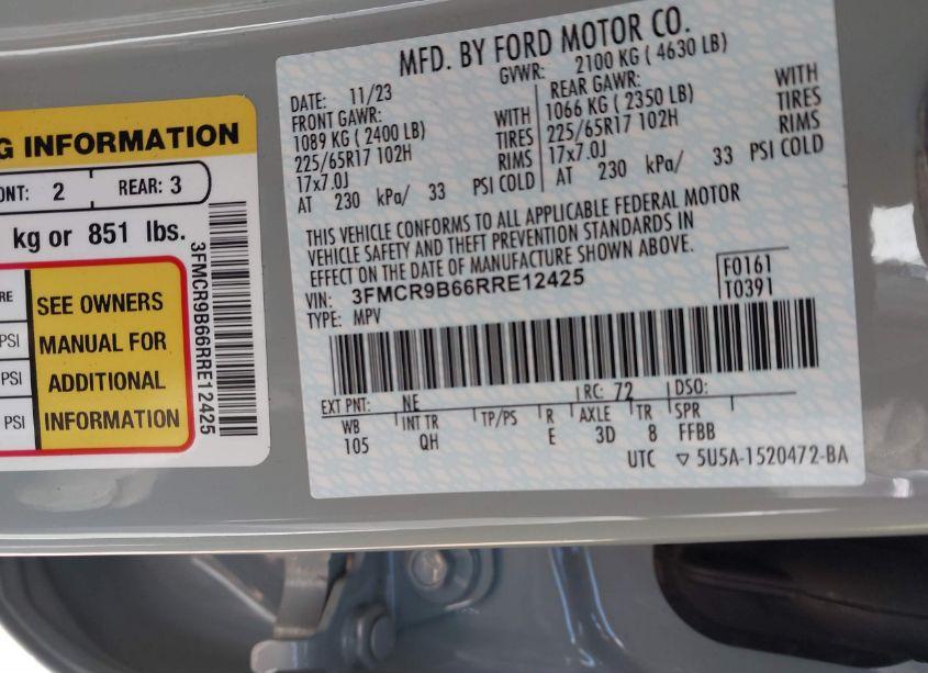 Photo 9 of 2024 Ford Bronco SPORT BIG BEND (VIN 3FMCR9B66RRE12425)