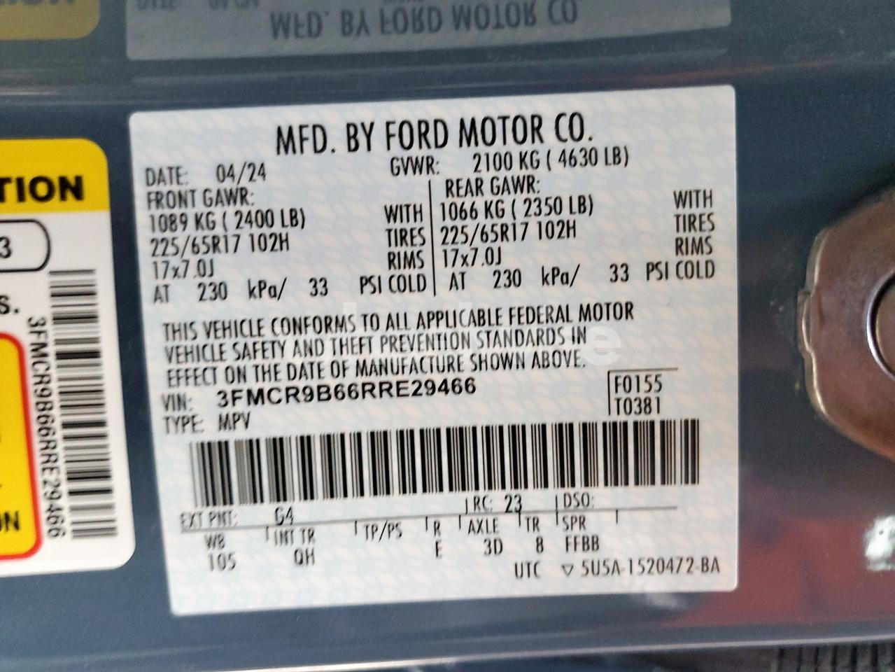 Photo 13 of 2024 FORD BRONCO SPORT BIG BEND (VIN 3FMCR9B66RRE29466)