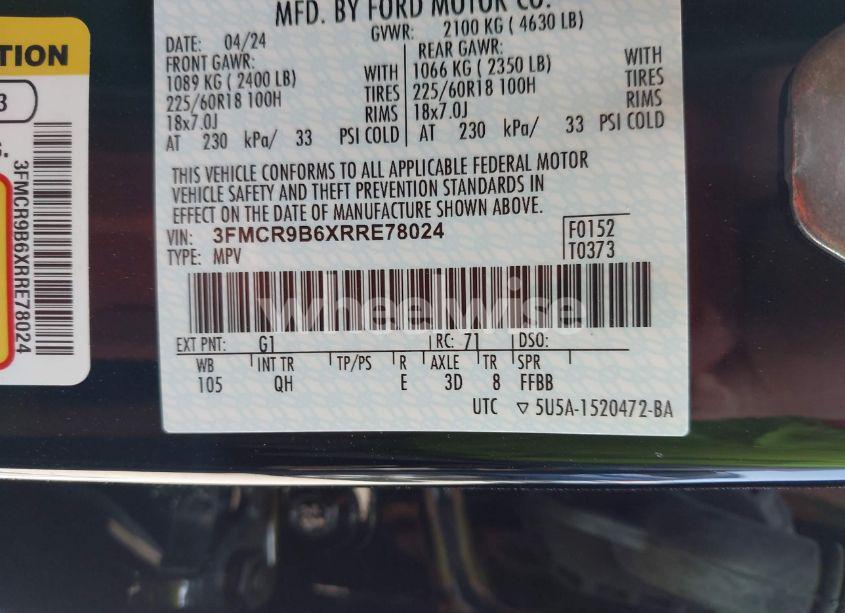 Photo 9 of 2024 Ford Bronco SPORT BIG BEND (VIN 3FMCR9B6XRRE78024)