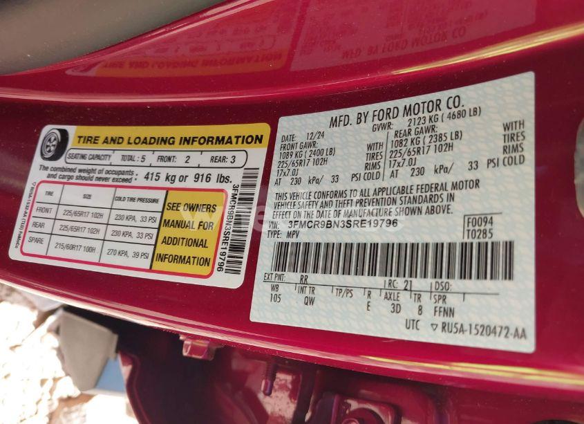 Photo 9 of 2025 Ford Bronco SPORT BIG BEND (VIN 3FMCR9BN3SRE19796)