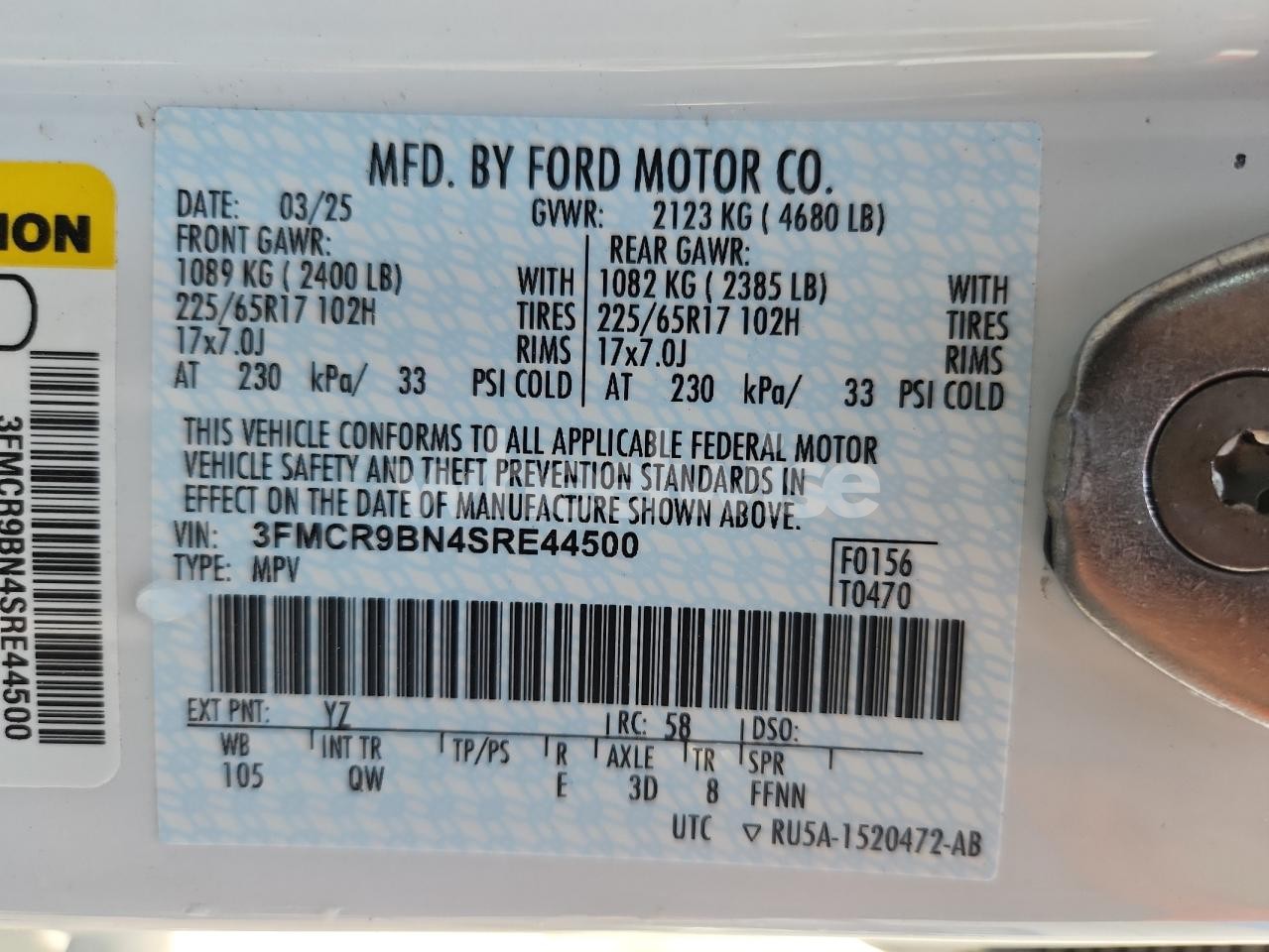 Photo 13 of 2025 FORD BRONCO SPORT BIG BEND (VIN 3FMCR9BN4SRE44500)