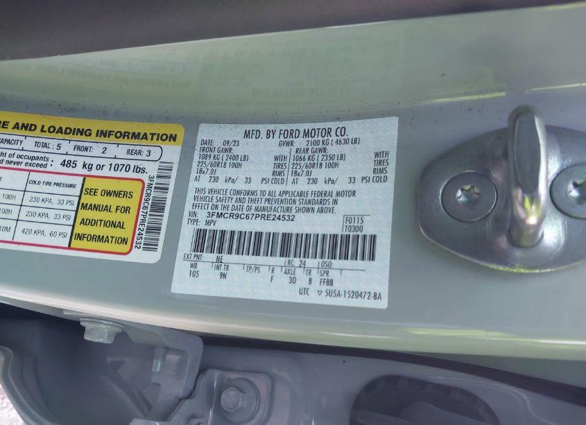 Photo 9 of 2023 Ford Bronco SPORT OUTER BANKS (VIN 3FMCR9C67PRE24532)