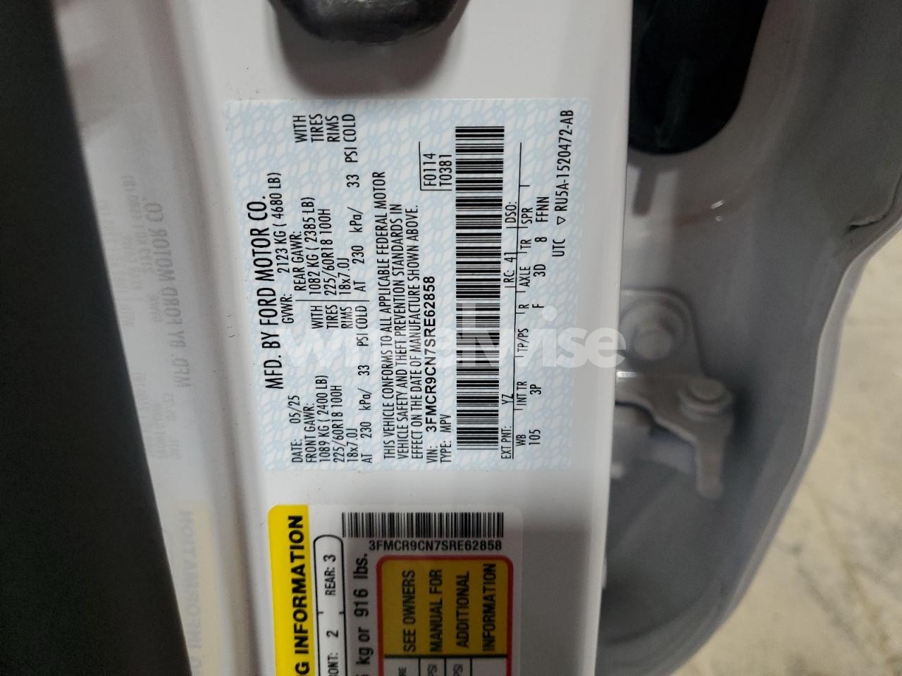 Photo 14 of 2025 FORD BRONCO SPORT OUTER BANKS (VIN 3FMCR9CN7SRE62858)