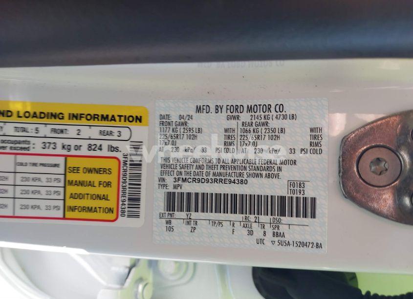 Photo 9 of 2024 Ford Bronco SPORT BADLANDS (VIN 3FMCR9D93RRE94380)