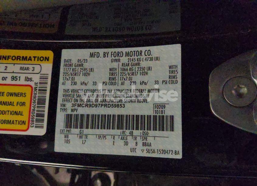 Photo 9 of 2023 Ford Bronco SPORT BADLANDS (VIN 3FMCR9D97PRD59853)