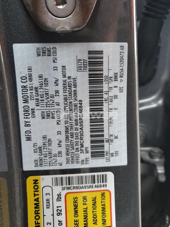 Photo 14 of 2025 FORD BRONCO SPORT BADLANDS (VIN 3FMCR9DA9SRE46849)