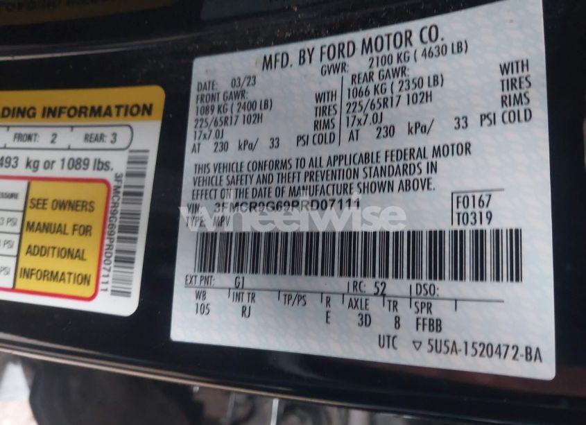 Photo 9 of 2023 Ford Bronco SPORT HERITAGE (VIN 3FMCR9G69PRD07111)