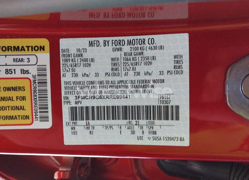 Photo 9 of 2024 Ford Bronco SPORT HERITAGE (VIN 3FMCR9G6XRRE09441)