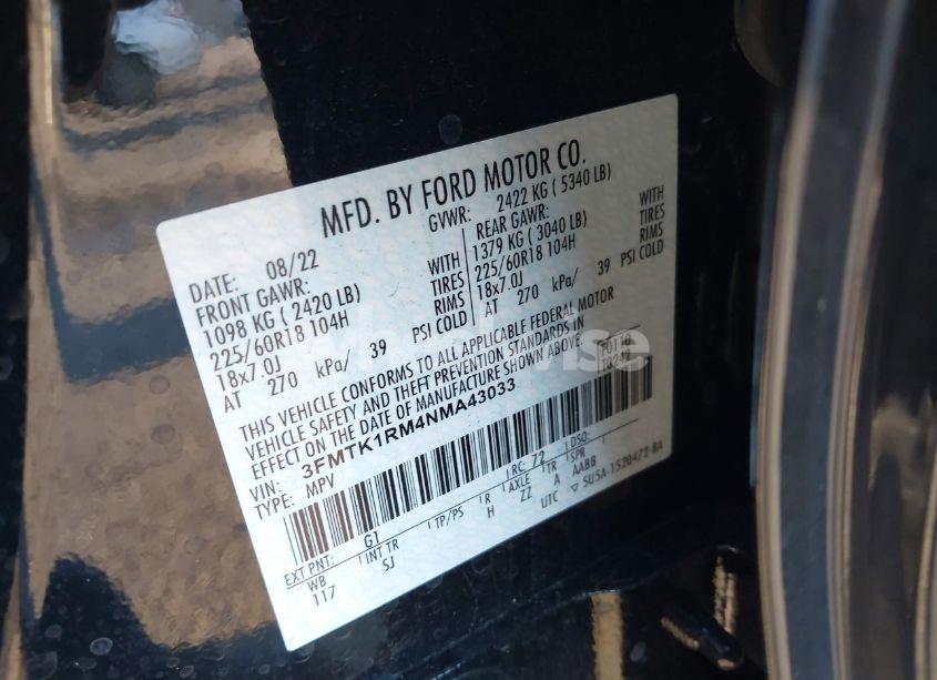 Photo 9 of 2022 Ford Mustang MACH-E SELECT (VIN 3FMTK1RM4NMA43033)