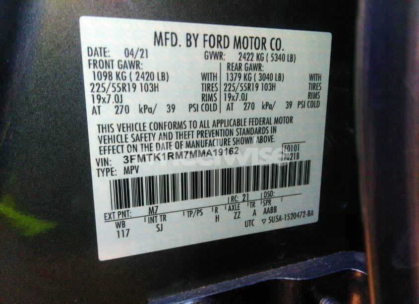 Photo 9 of 2021 Ford Mustang MACH-E SELECT (VIN 3FMTK1RM7MMA19162)