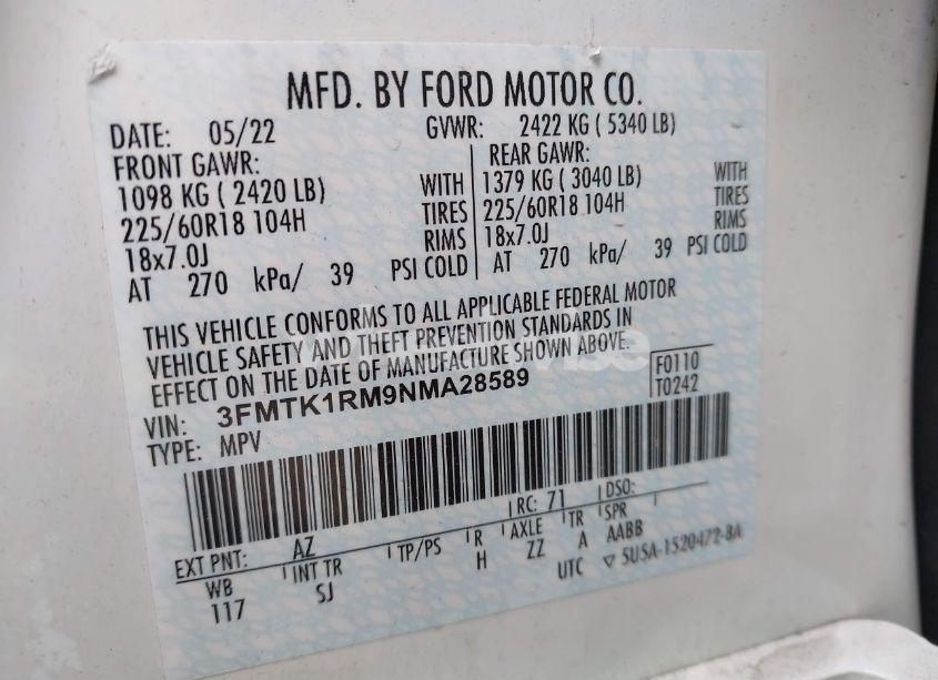 Photo 9 of 2022 Ford Mustang MACH-E SELECT (VIN 3FMTK1RM9NMA28589)