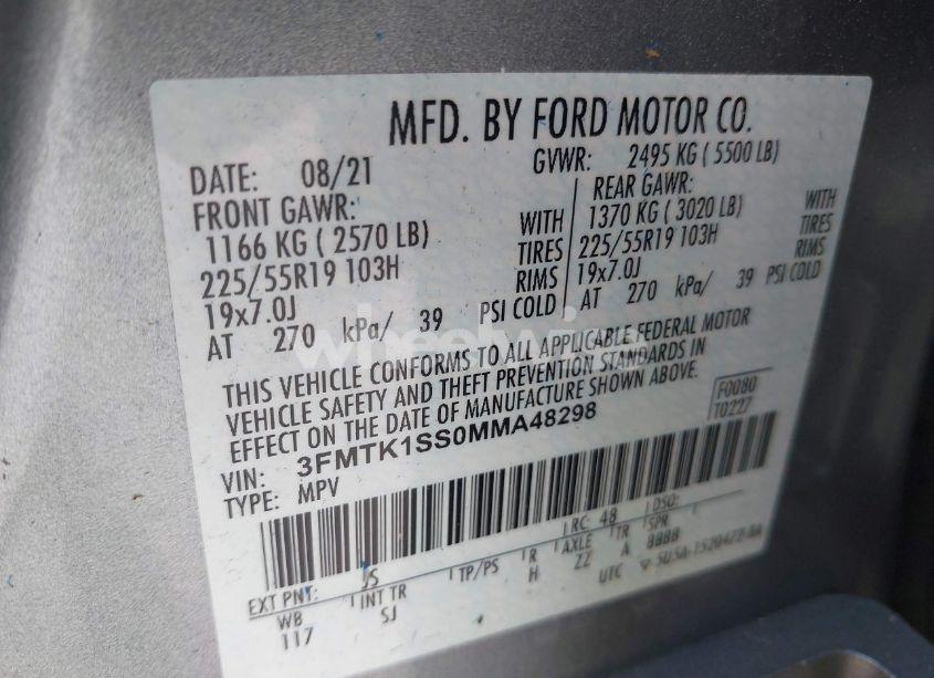 Photo 9 of 2021 Ford Mustang MACH-E SELECT (VIN 3FMTK1SS0MMA48298)