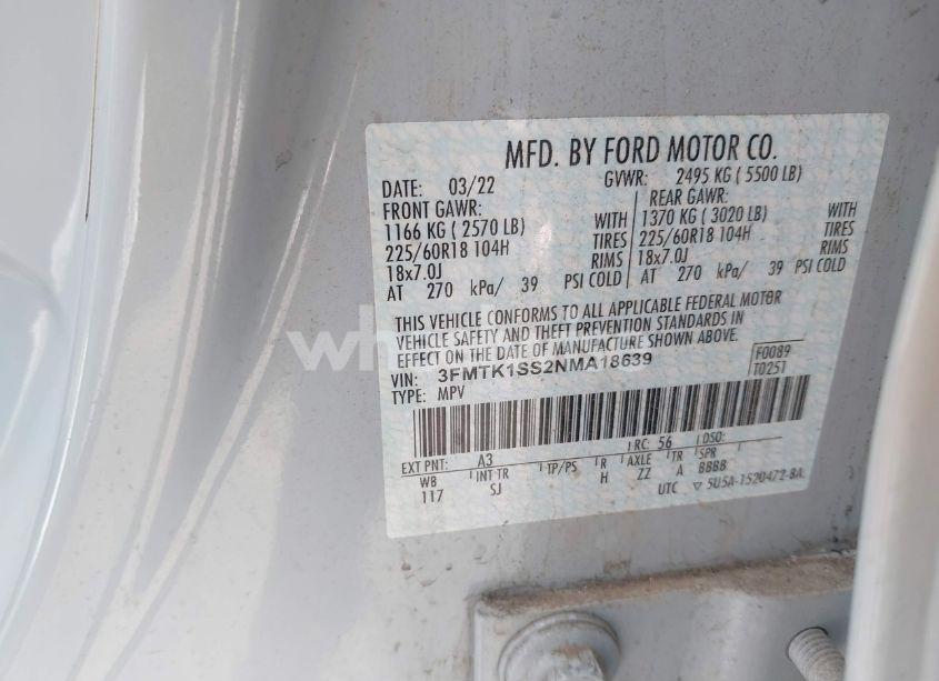 Photo 9 of 2022 Ford Mustang MACH-E SELECT (VIN 3FMTK1SS2NMA18639)