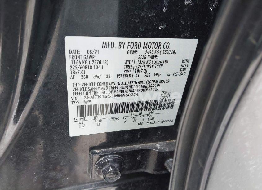 Photo 9 of 2021 Ford Mustang MACH-E SELECT (VIN 3FMTK1SS3MMA50224)