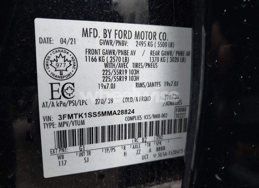 Photo 9 of 2021 Ford Mustang MACH-E SELECT (VIN 3FMTK1SS5MMA28824)